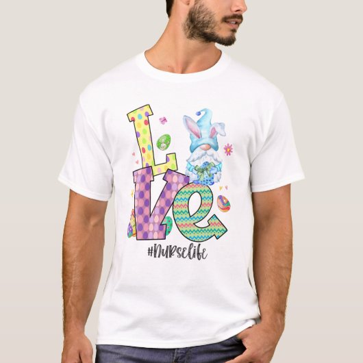 Love Nurselife Easter Gnome Egg Hunting Basket Nur T-shirt (Voorkant)