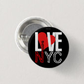 Love NYC Live in NYC Button Red Black (Voorkant /achterkant)
