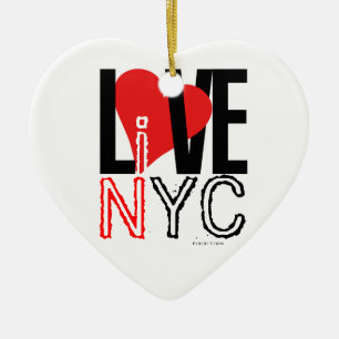 Love NYC Live in NYC Hart Ornament Zwart Wit
