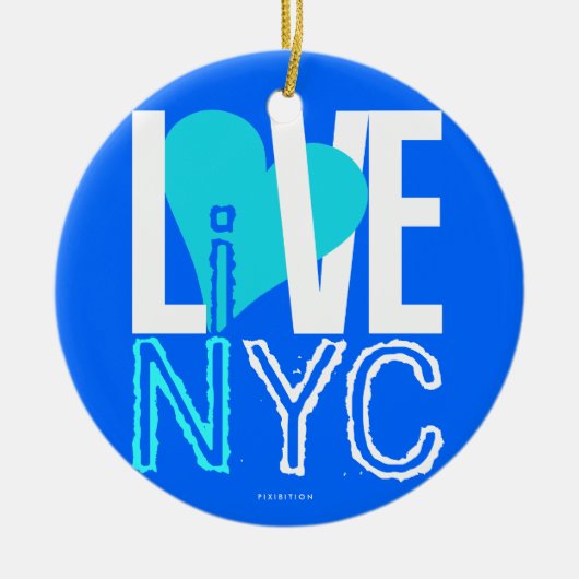 Love NYC Live in NYC Ornament Blue Green (Voorkant)