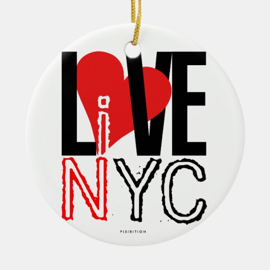 Love NYC Live in NYC Ornament Zwart Wit (Voorkant)