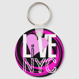Love NYC Live in NYC Sleutelhanger Pink