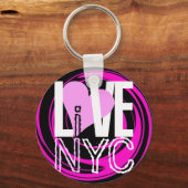 Love NYC Live in NYC Sleutelhanger Pink (Voorkant)