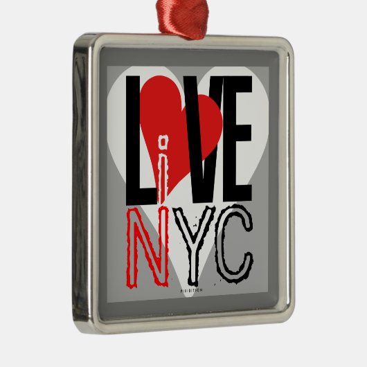 Love NYC Live in NYC Square Ornament Grey (Rechts)