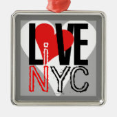 Love NYC Live in NYC Square Ornament Grey (Voorkant)