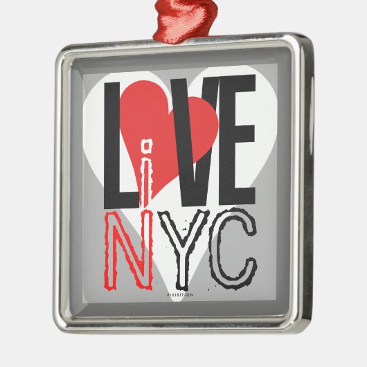 Love NYC Live in NYC Square Ornament Grey (Links)