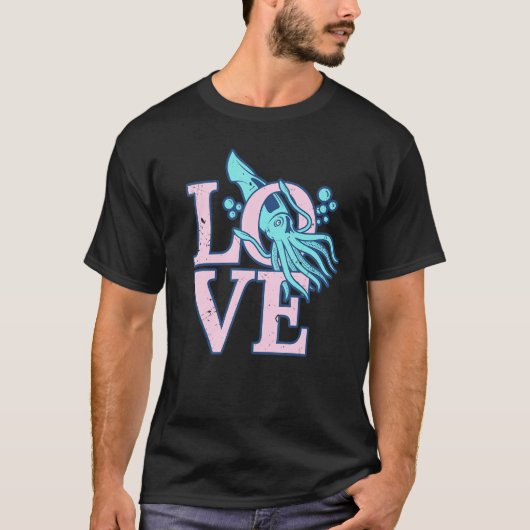 LOVE Octopus Tshirt Inktvis Squid (Voorkant)