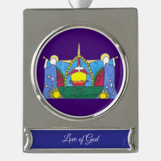 Love of God Banner Ornament Verzilverd Banner Ornament (Voorkant)
