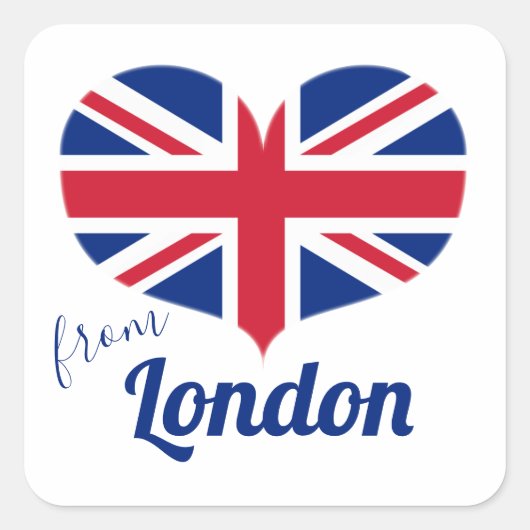 Love of London | Hart Shaped UK Flag Union Jack Vierkante Sticker (Voorkant)