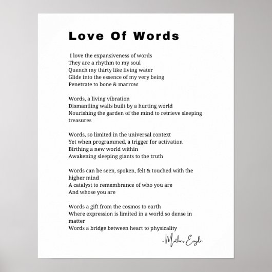 Love Of Words Gedicht Poëzie Muur kunst poster (Voorkant)