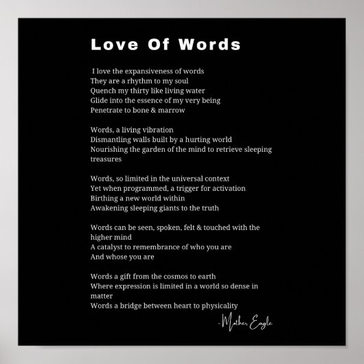 Love Of Words schrijver gedicht muur kunst poster (Voorkant)