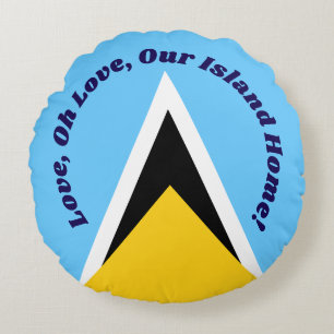 Love Oh Love Saint Lucia Anthem Blauwe Typografi Rond Kussen
