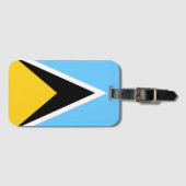 Love Oh Love | Saint Lucia Vlag Anthem Blauwe teks Bagagelabel (Voorkant (horizontaal))