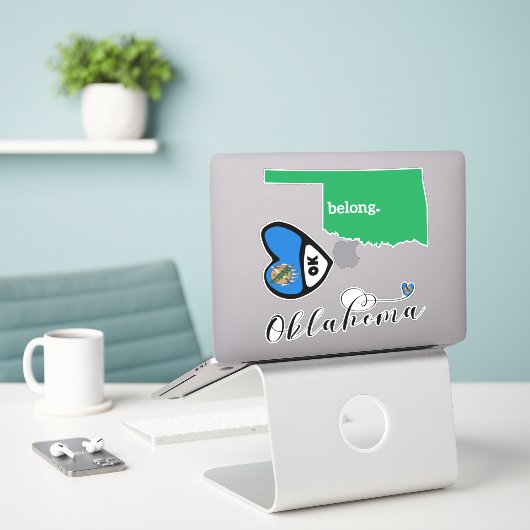 Love Oklahoma, Sheet of Die Cut Stickers (Laptop op bureau)