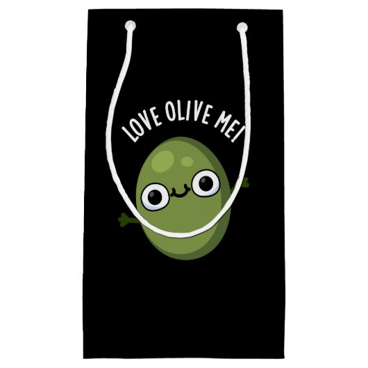 Love Olive Me Funny Food Pun Dark BG Klein Cadeauzakje (Voorkant)