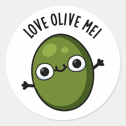 Love Olive Me Funny Food Pun Ronde Sticker (Voorkant)