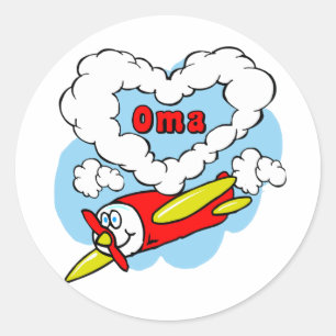 Love Oma Kinder Airplane Ronde Sticker
