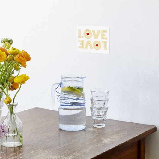 "LOVE" Ondersteboven woord en rode harten Folie Afdrukken (Laag (Keuken))