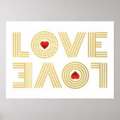 "LOVE" Ondersteboven woord en rode harten Folie Afdrukken (Voorkant)