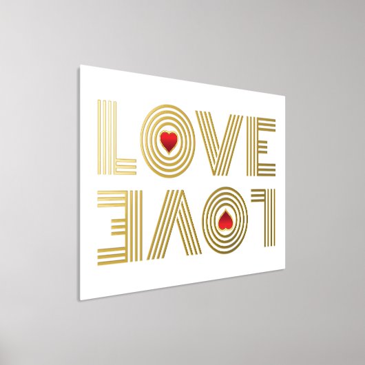 "LOVE" Ondersteboven woord en rode harten Folie Afdrukken (Laagn)