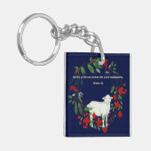 Love One Another | Lamb & Floral Acrylic Keychain (Voorkant Links)