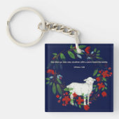 Love One Another | Lamb & Floral Acrylic Keychain (Voorkant)