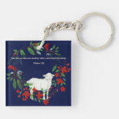 Love One Another | Lamb & Floral Acrylic Keychain (Achterkant)