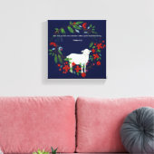 Love One Another | Lamb & Floral Canvas Print (Insitu (Woonkamer))