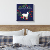 Love One Another | Lamb & Floral Canvas Print (Insitu (Slaapkamer))
