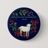 Love One Another | Lamb & Floral Christian Button (Voorkant)