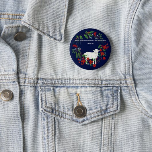 Love One Another | Lamb & Floral Christian Button (In situ)