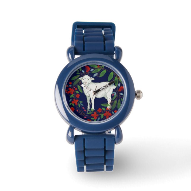 Love One Another | Lamb & Floral Kids Watch Horloge (Voorkant)