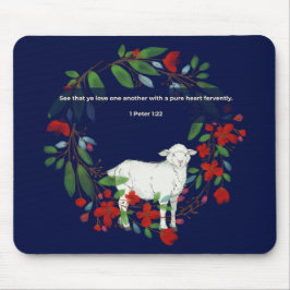 Love One Another | Lamb & Floral Mousepad Muismat