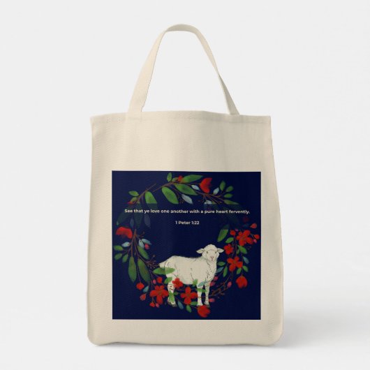 Love One Another | Lamb & Floral Tote Bag (Achterkant)