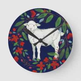 Love One Another | Lamb & Floral Wall Clock Ronde Klok