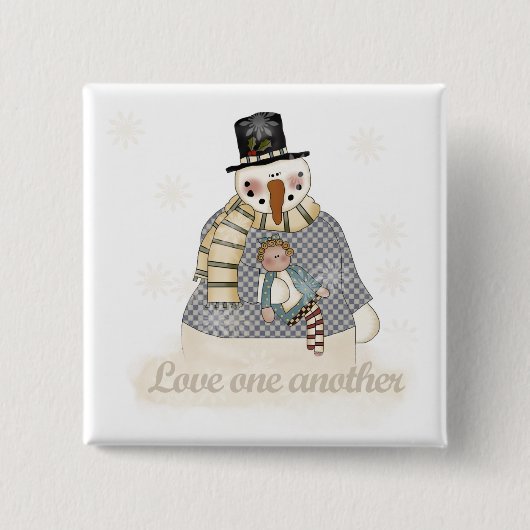 Love One Another Snowman T-shirts en cadeaus Vierkante Button 5,1 Cm (Voorkant)