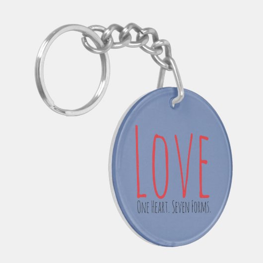 Love - One Heart. Seven Forms Acrylic Keychain (Voorkant Links)