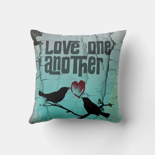 Love One Weer Whimsical Turquoise Birds Kussen (Achterkant)