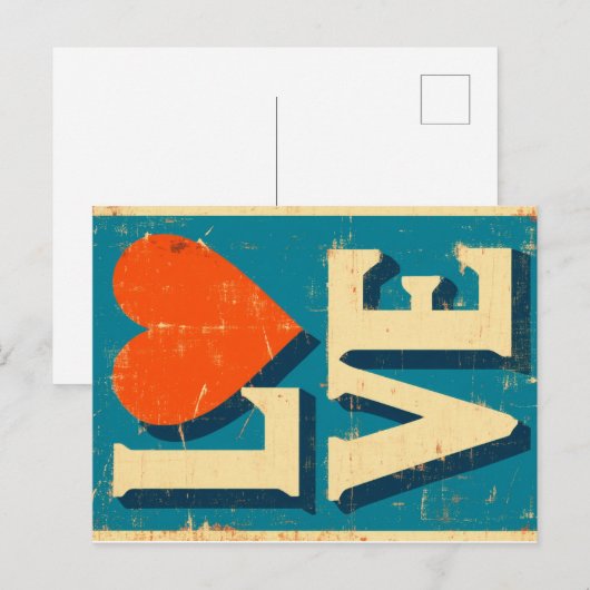 LOVE op de jaren '60 geïnspireerde graphics Feestdagenkaart (Voorkant / Achterkant)