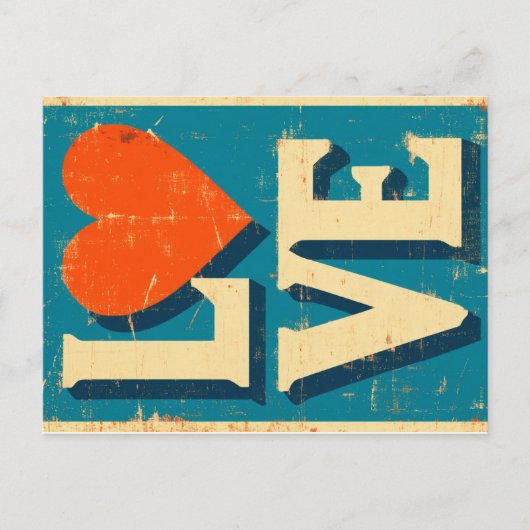 LOVE op de jaren '60 geïnspireerde graphics Feestdagenkaart (Voorkant)