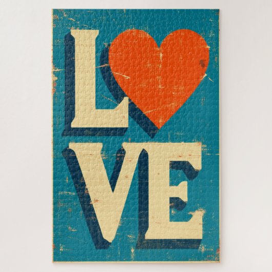 LOVE op de jaren '60 geïnspireerde graphics Legpuzzel (Verticaal)