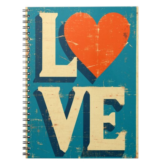 LOVE op de jaren '60 geïnspireerde graphics Notitieboek (Voorkant)