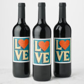 LOVE op de jaren '60 geïnspireerde graphics Wijn Etiket (Flessen)