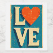 LOVE op de jaren '60 geïnspireerde graphics Wijn Etiket (Enkel label)