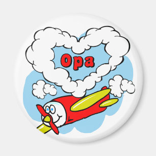 Love Opa Kinder Airplane Magneet