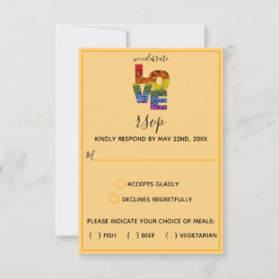 LOVE Oranje Gedekte bloemen RSVP C Kaartje