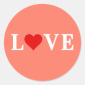 LOVE Oranje-Romantisch Elegant Ronde Sticker (Voorkant)