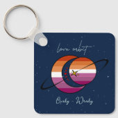 Love Orbit Universum Zon & Maan Zonsondergang Lesb Sleutelhanger (Voorkant)