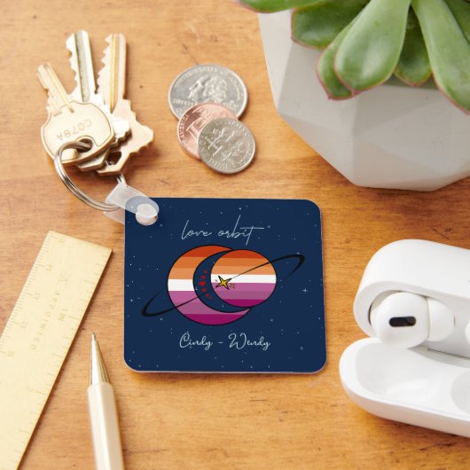 Love Orbit Universum Zon & Maan Zonsondergang Lesb Sleutelhanger (Bureau)