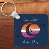 Love Orbit Universum Zon & Maan Zonsondergang Lesb Sleutelhanger (Voorkant)